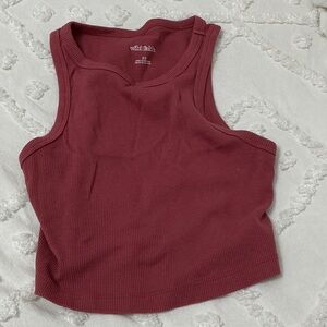 Wild Fable Women's Deep Red Ribbed Tank Top